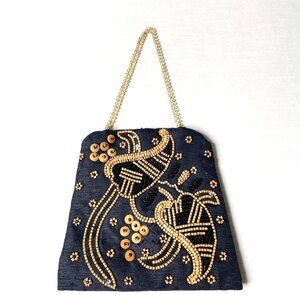 Vintage Allan Ross Beaded Rhinestone Hand Bag Made Especially for Raffles Hotel